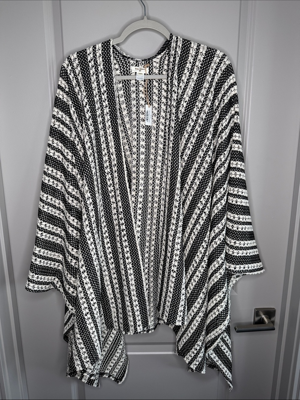 Cost Plus World Market Black and White Striped Knit Swim Coverup